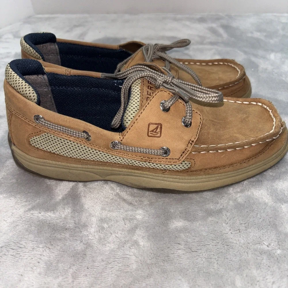 Sperry Top Sider BOYS Boat Shoes Size 5M Light Brown